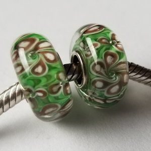 2pcs Sterling SIngle Core Euro Charm Bead Pair Maui Flower